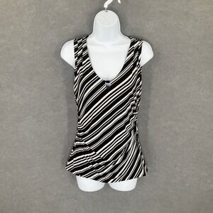 White House Black Market Top Womens Sz XS Black‎ White Striped Sleeveless Tank